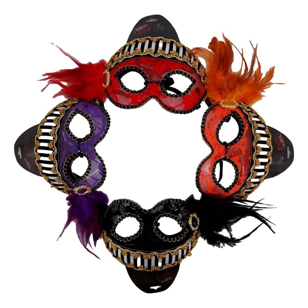 Regent Products Eye Mask 4-Piece Multicolor Embellished Mardi Gras Halloween New
